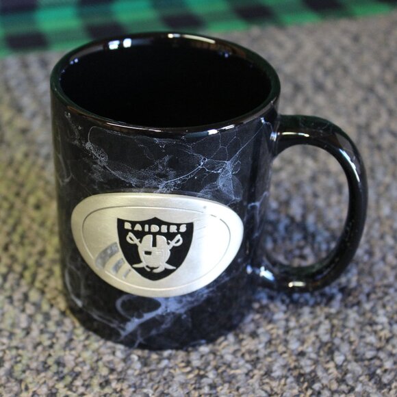 NFL Other - Raiders Black Marbled Coffee Mug w/ Pewter Logo – Standard Size ☕️